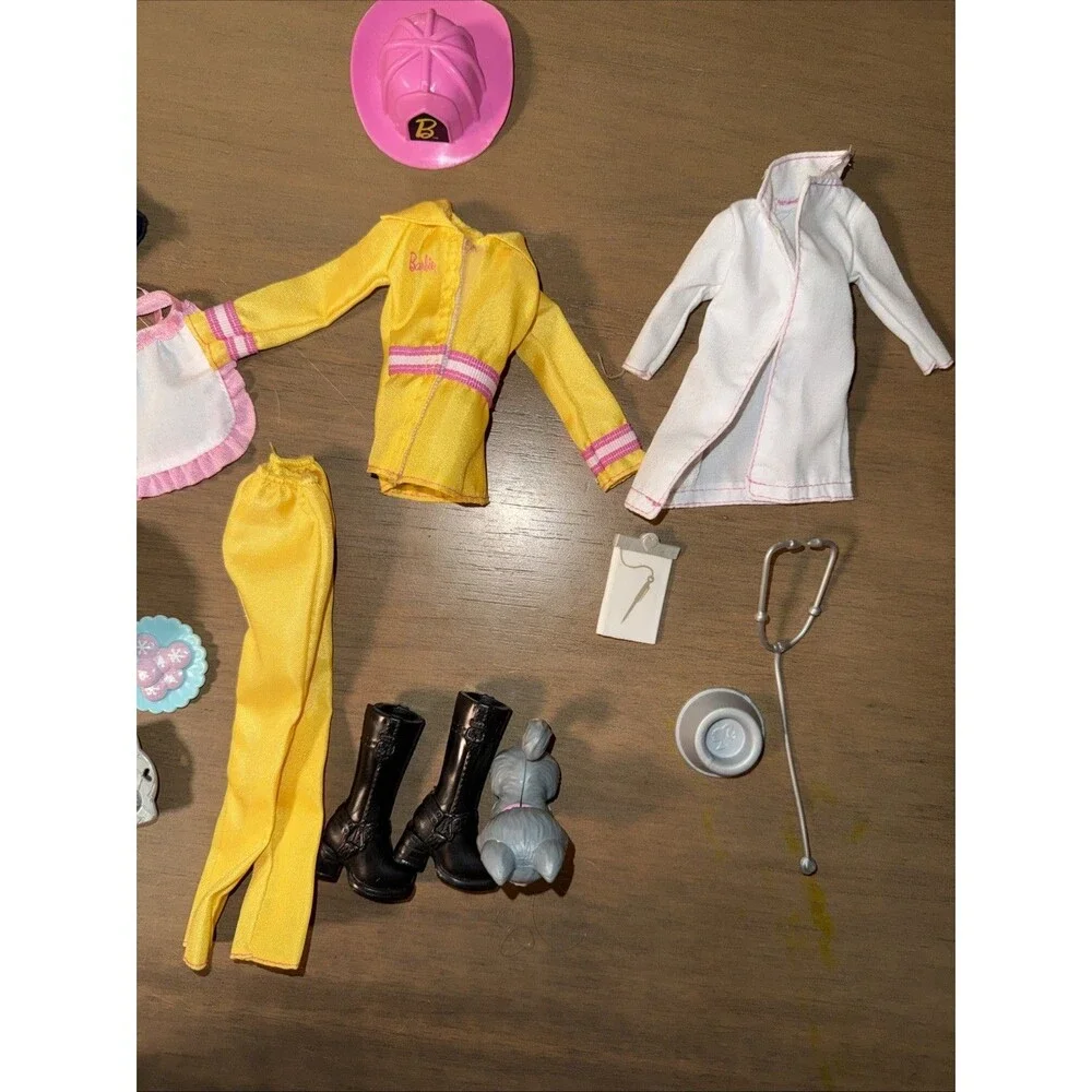 Barbie Doll Career Vet Firefighter Baker Costumes Accessories Clothing Lot